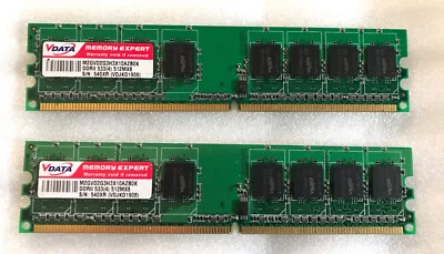 RAM 1GB ( 2 X 512MB) 512MB VData M2GVD2G3H3X10AZB0K PC2-4200 533MHz DDR2 SDRAM - Immagine 1 di 2