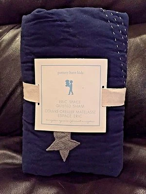 NUEVO Pottery Barn Kids Eric Space acolchado Euro Sham, astronauta, estrellas, azul marino Foto 1 de 2