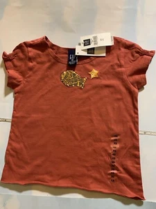 Gap Girl Half Sleeves T Shirt 4xs Fish & Star Appliqué - Picture 1 of 7