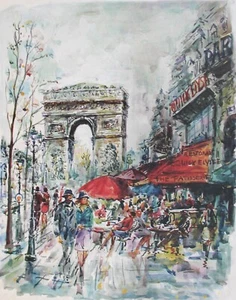 2008 original art print landscape cityscape Paris signed - Picture 1 of 13