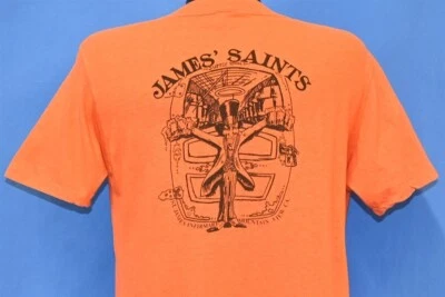 Camiseta vintage años 70 JAMES SAINTS SUPPLY ROOM MOUNTAIN VIEW CA POCKET GRANDE L Foto 1 de 4
