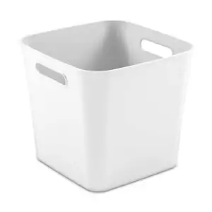 Cube Plastic Storage Bin, White - Picture 1 of 5