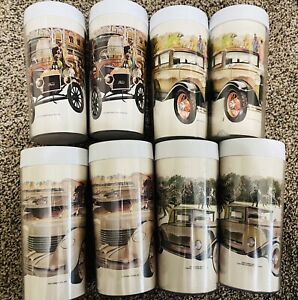 8 Vintage Thermo-Serv Antique Style Cars Tumblers Insulated Mugs Cadillac, Ford