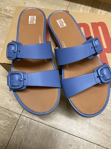 Sandalias Fitflop Uk 5 Gracie con hebilla de goma dos barras de cuero deslizables vela azul - Imagen 1 de 7