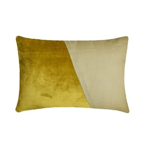Chartreuse Green Velvet & Linen Lumbar Pillow Cover Solid-Velutinous Chartreuse - Picture 1 of 3
