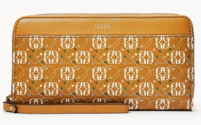 Cartera sin asas Fossil Jori RFID con cremallera floral tostada SWL2699919 NUEVA CON ETIQUETAS $90 F Foto 1 de 2