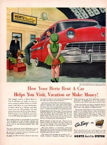 Vintage automobile Print car ad Hertz Rent a Car Little Girl Moore art 1955 - Picture 1 of 2