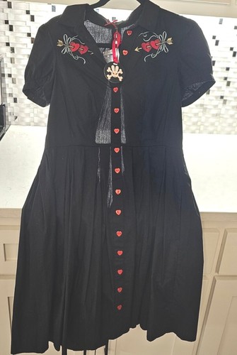 Abito cuore Hell Bunny Pinup stile rockabilly ricamato Cupido San Valentino XS