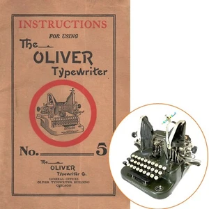Oliver No.5 Typewriter Instruction Manual User Repro Antique Vtg No.6 - Picture 1 of 2