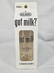 Got Milk? Legend Dairy 1 Milk Glass in Milk Carton Packaging Doug Wilson UNUSED - Picture 1 of 5