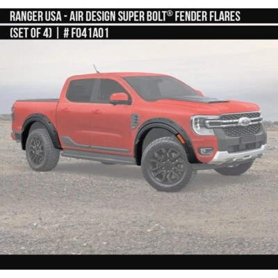 Se adapta a 24-25 Ford Ranger Air Design Super Bolt guardabarros llamaradas negro satinado FO41A01 Foto 1 de 4