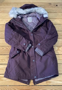 solocote NWOT girl’s zip Faux fur hooded coat size 13/14 purple HG - Picture 1 of 8