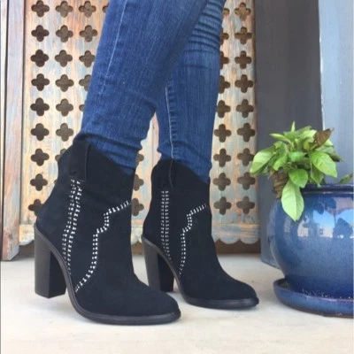 JOIE Womens 36 (US 6 M) 'Monte' Black Suede Leather Boots Booties Studded NEW - Image 1 of 4