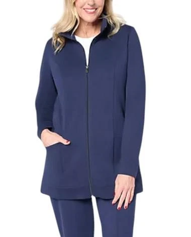 Denim & Co. Women's EasyWear French Terry Tunic Jacket Navy - Image 1 of 1