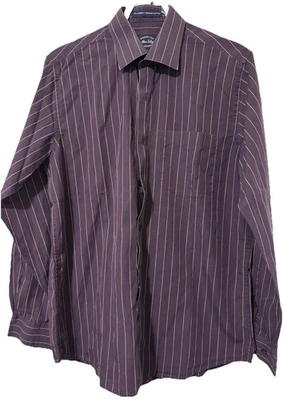 Allen Solly Shirt Mens Size Euro 40 Striped Long Sleeve Button Up Shirt Purple - Image 1 of 4
