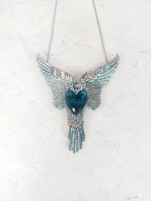 Collar colgante Swarovski azul verde azulado cristal Phoenix levantamiento llamativo Foto 1 de 4