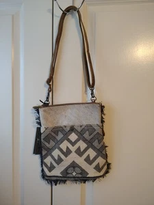 Myra Bag Vuierra Upcycled Canvas & Cowhide Crossbody Bag NWT * - Picture 1 of 5