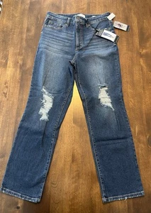 Sofia Jeans Women's Size 6 Leslie Slim Straight Blue Denim Pants Rip Torn NWT - Picture 1 of 4