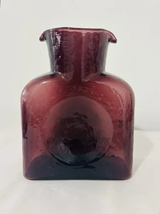 Vintage MCM Blenko Amethyst Double Spout Glass Pitcher Water Bottle 384 - Picture 1 of 5