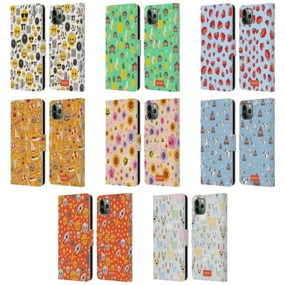OFFICIAL emoji® PATTERNS 5 LEATHER BOOK CASE FOR APPLE iPHONE PHONES - Image 1 of 4