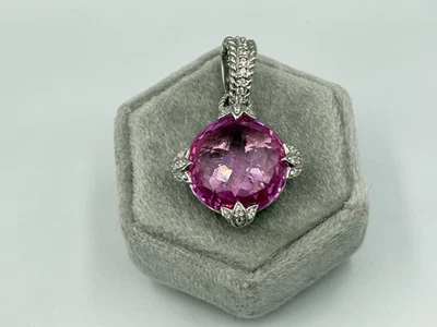 Colgante Judith Ripka de plata de ley grande facetado piedra rosa circonita cúbica Diamonique Foto 1 de 4