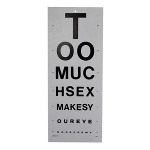 Funny Too Much Sex Eye Chart Sign Vision Poster Man Cave Home Bar Wall Decor - Picture 1 of 5