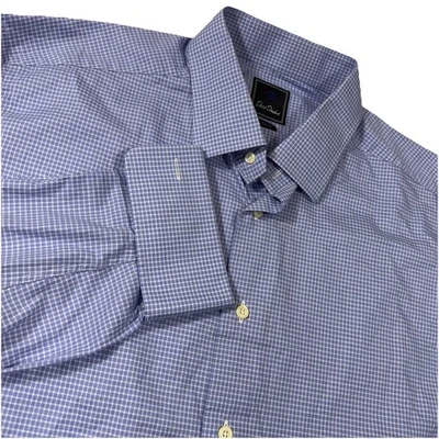 Camisa David Donahue Hombre 18 34/35 Azul-Blanco Cuadros Manga Larga Abotonada Foto 1 de 4