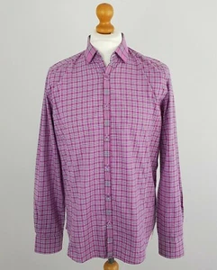 Ted Baker Mens Pink & White Check Long Sleeve Casual Shirt Top Size 4 (40 Chest) - Picture 1 of 8