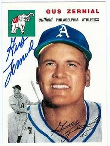 Gus Zernial autographed baseball card (Athletics) 1994 1954 Topps Archives #2