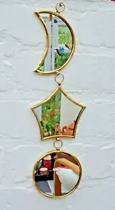 STRING OF 3 Hand Tooled Metal Mirrors * Brass Colour * 4 Variations - Bild 1 von 8
