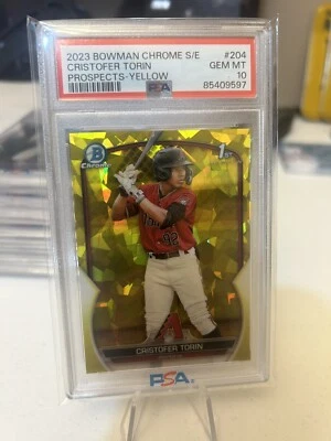 2023 BOWMAN SAPPHIRE 1st CRISTOFER TORIN CHROME YELLOW /50 PSA 10 Pop 1 🔥 - Image 1 of 4