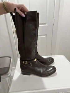 Michael Kors braune hohe Stiefel Leder Obermaterial Gummi Außensohle Größe 11M - Bild 1 von 13