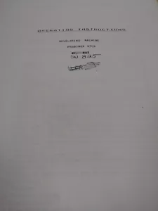 Operating Instructions Developing Machine Proimer 470s Sn.825 - Picture 1 of 2