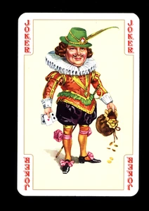 WIDE PLAYING CARD WELL DRESSED JOKER CHARACTER HAT FEATHER BAG COINS HOLD CARDS - Picture 1 of 2