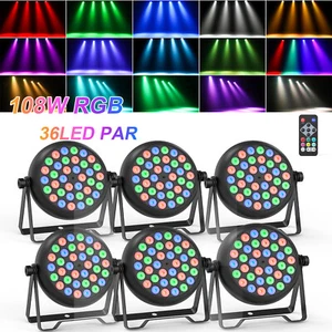 6X 36LED RGB Par Can Light Linear Dimming DMX Remote Stage DJ Disco Show Lights - Picture 1 of 20