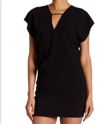 HALSTONHERITAGE черный v-образным вырезом вырез блузон креп LBD мини коктейльное платье 4 = S - Изображение 1 из 4