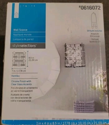 Style Selections Kentley 1-Light Chrome Pocket Wall Sconce #0616072 *INCOMPLETE* - Image 1 of 4