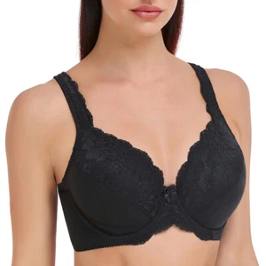 Women's Underwire Bra Non-Padded Floral Lace Plus Size Full Coverage Minimizer - Picture 1 of 39