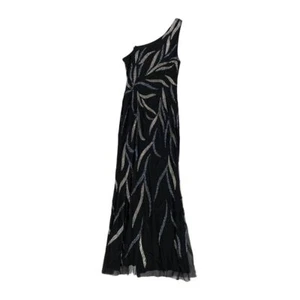 Aidan Mattox Adrianna Papell Dress Asymmetrical Neckline Sz 4 Prom Black Tie - Picture 1 of 18