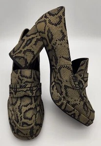 Martine Rose X Clarks Green Snake Print Textile Faux Penny Loafer Heel Size 11 - Picture 1 of 20