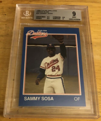 1989 Tulsa Drillers Grand Slam Sammy Sosa Rookie Card (RC) #25 Graded BGS 9 Mint - Image 1 of 2
