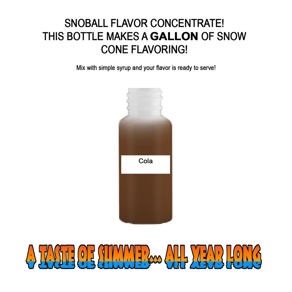 SUMMER SNOW ENTERTAINMENT COLA SYRUP MIX SHAVED ICE / SNOW CONE Flavor GALLON CONCENTRATE #1