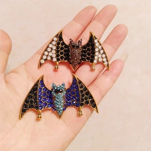 Bat Rhinestone Brooch Retro Animal Accessories Party Pin Badge Holiday Gift - Picture 1 of 9
