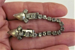 VTG Sweater Guard Clip Rhinestones 5" Long Pearlized Glass Ends, 1 Clip Broken - Picture 1 of 4