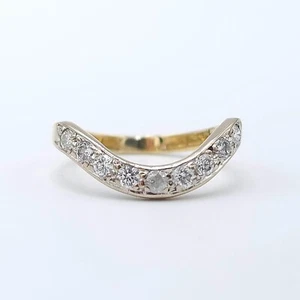 Vintage 18ct Yellow Gold 0.36ct Natural Diamond Wishbone Eternity Ring Siz I 1/2 - Picture 1 of 9