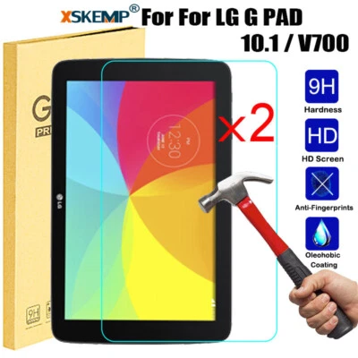 2Pcs For LG G PAD 10.1 V700 / G Pad 2 3 4 Tempered Glass Screen Protector Cover - Image 1 of 4