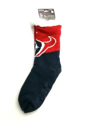 Houston Texans NFL FOCO Women's Footy Sherpa Sock Slippers Red / Navy Size 6-10 - Image 1 of 4