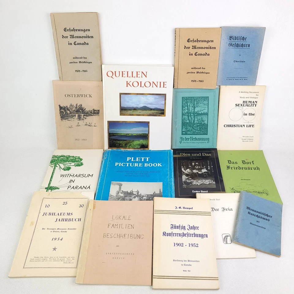 Huge Lot 16 Mennonite Books, Settlements, Catechism, Theology, Antique & Vintage - Image 1 of 4