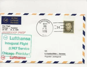 Aviation Comm/FDC - Lufthansa - B747 from Chicago to Frankfurt - 1970 (AV05) - Picture 1 of 1