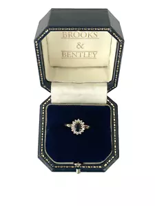 1988 Sapphire Ring 9ct Gold Sapphire and Clear Stone Vintage Ring - Size Q - Picture 1 of 14